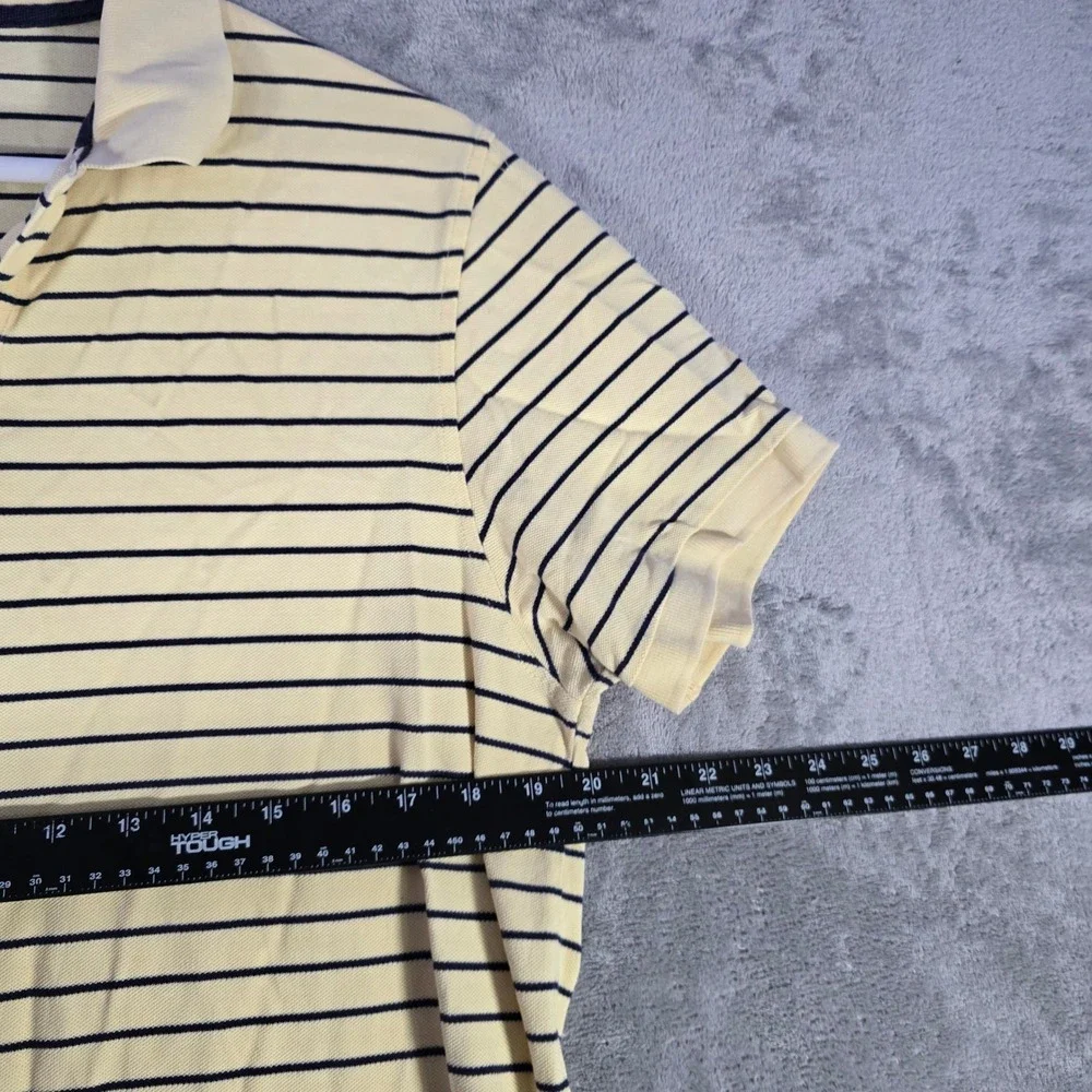 J. Crew Striped Polo Shirt Short Sleeve Casual Cotton Top Yellow‎ Black Large